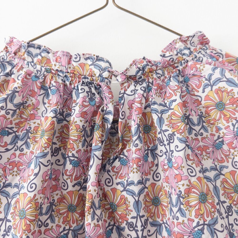 J. Crew x Liberty Honeysuckle Floral Ruffle Neckline Fluted Sleeve Top - Picture 9 of 10